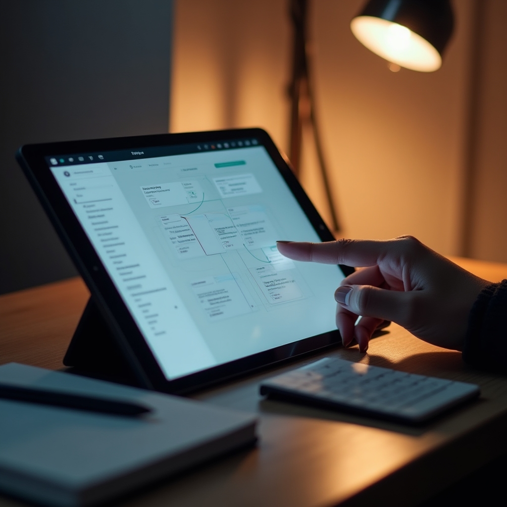 Pantalla de aplicación de notas digitales mostrando notas enlazadas entre sí